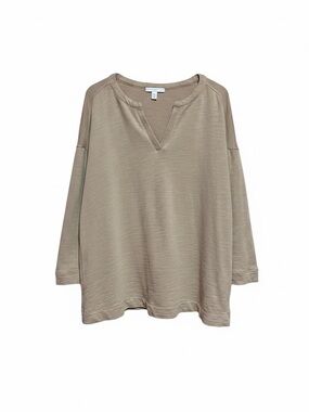 J. Jill Pure Jill Organic Cotton Sweater Beige Notch Neck Relaxed Women’s XL Pet